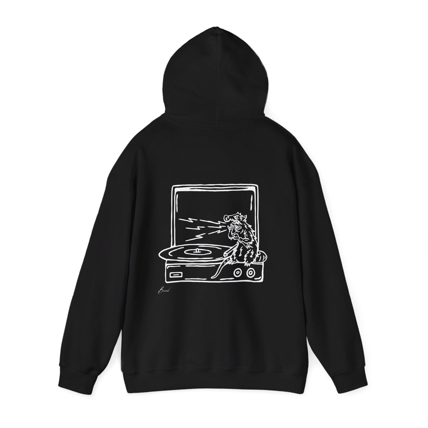 Record Player Premium Hoodie Rat Style (back image shown)