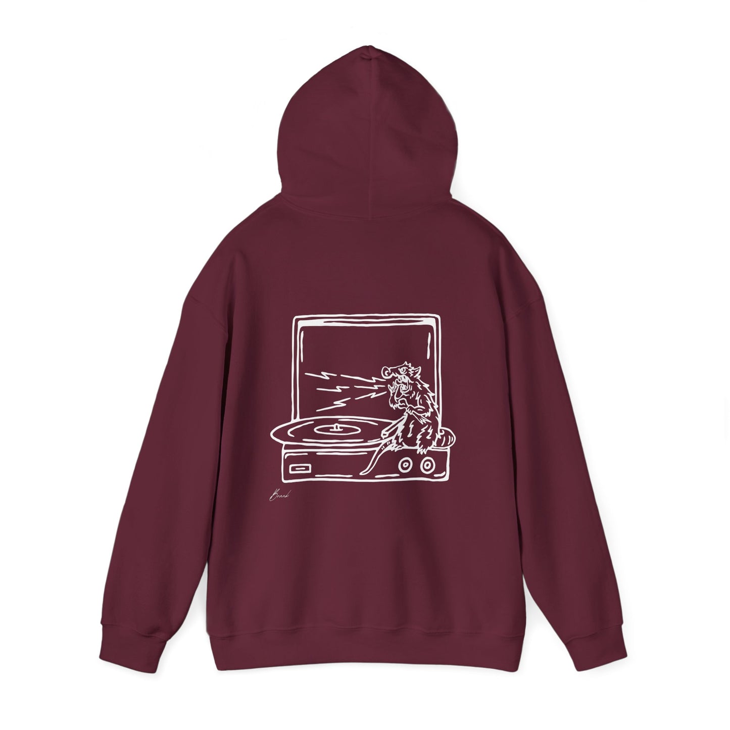 Record Player Premium Hoodie Rat Style (back image shown)