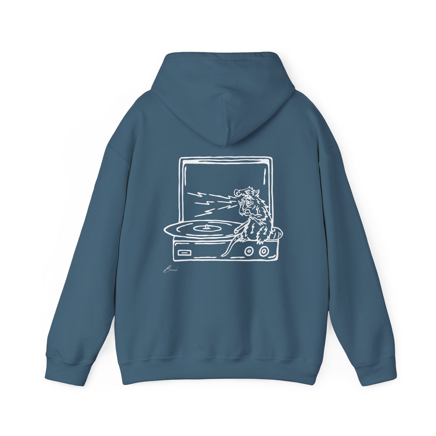 Record Player Premium Hoodie Rat Style (back image shown)