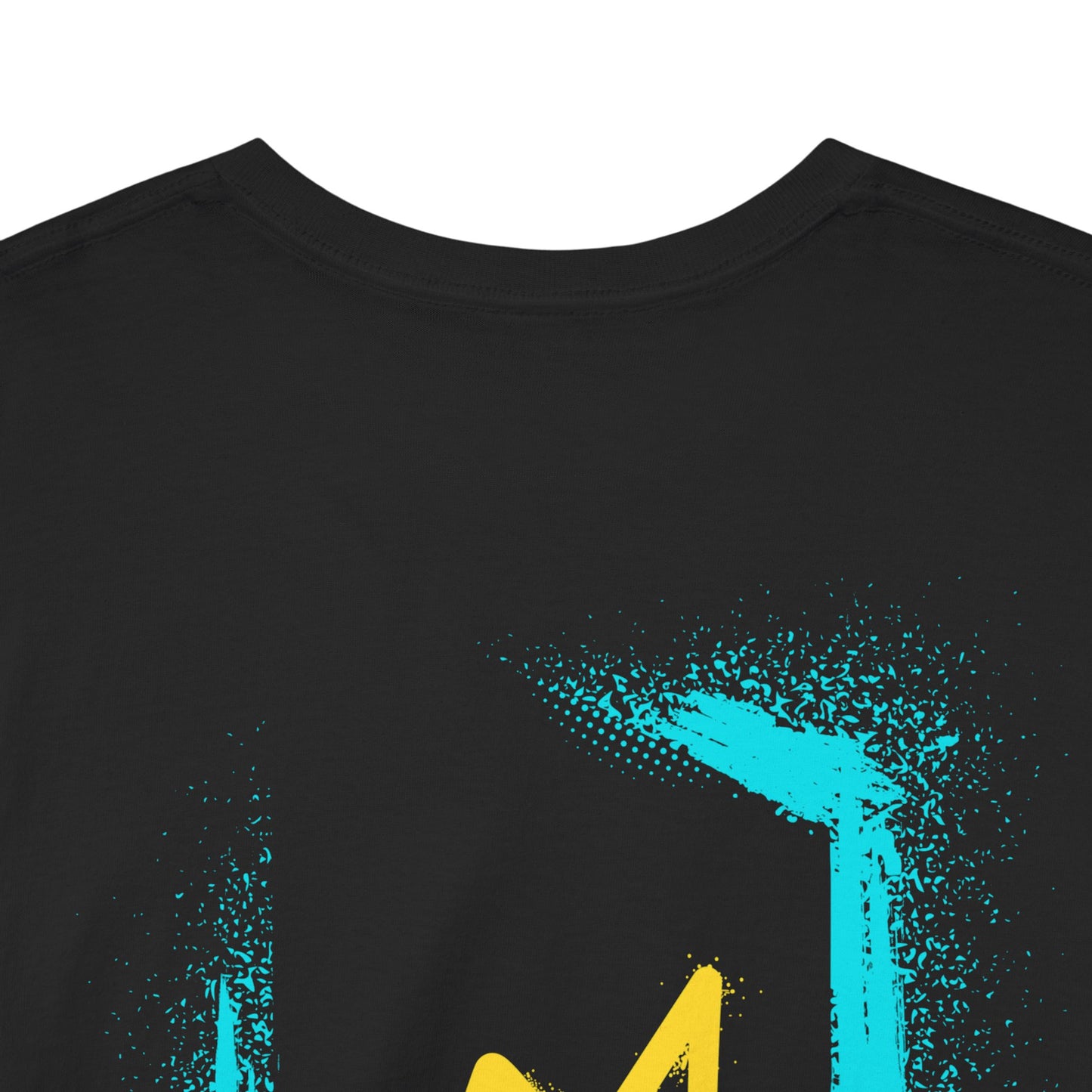 Graffiti style bright coloured image T-shirt (back image shown)
