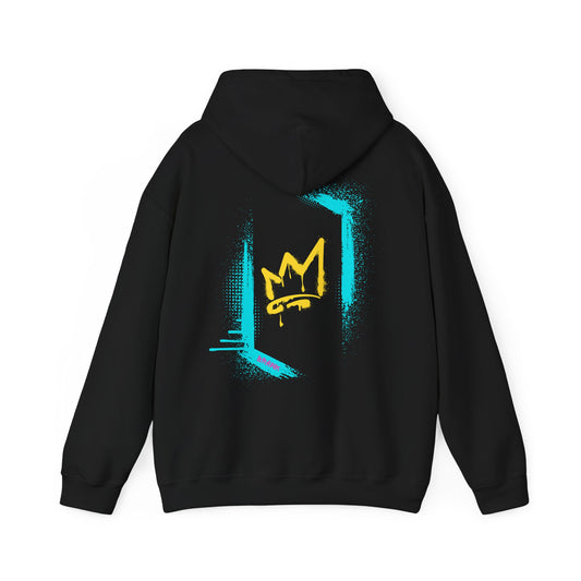 Graffiti style bright coloured Hoodie image (back image shown)