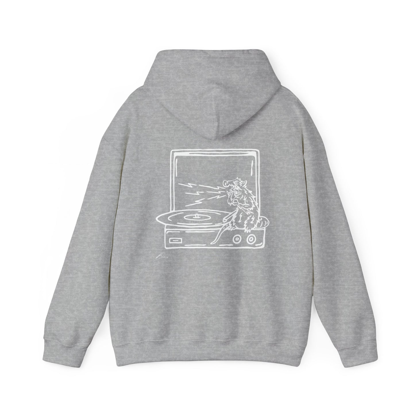 Record Player Premium Hoodie Rat Style (back image shown)