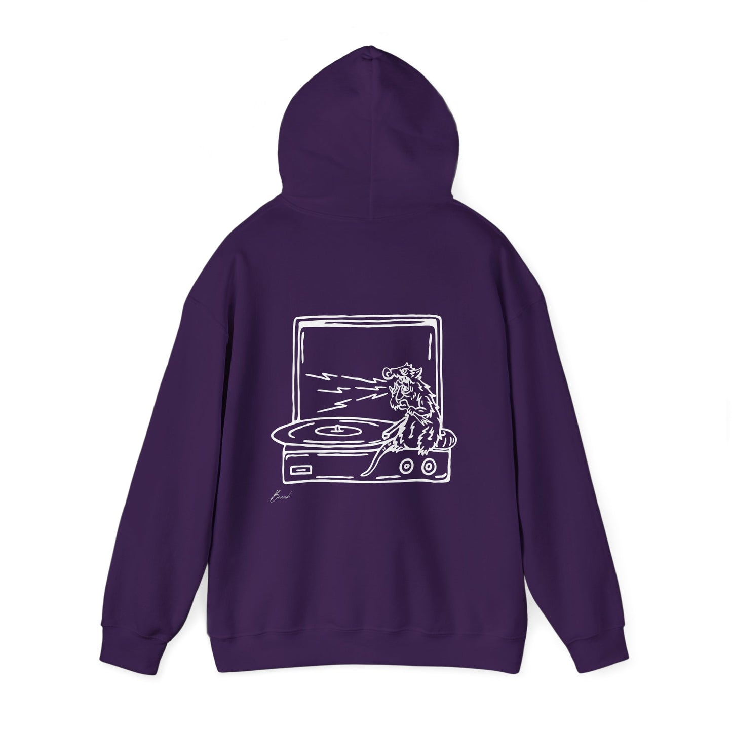 Record Player Premium Hoodie Rat Style (back image shown)