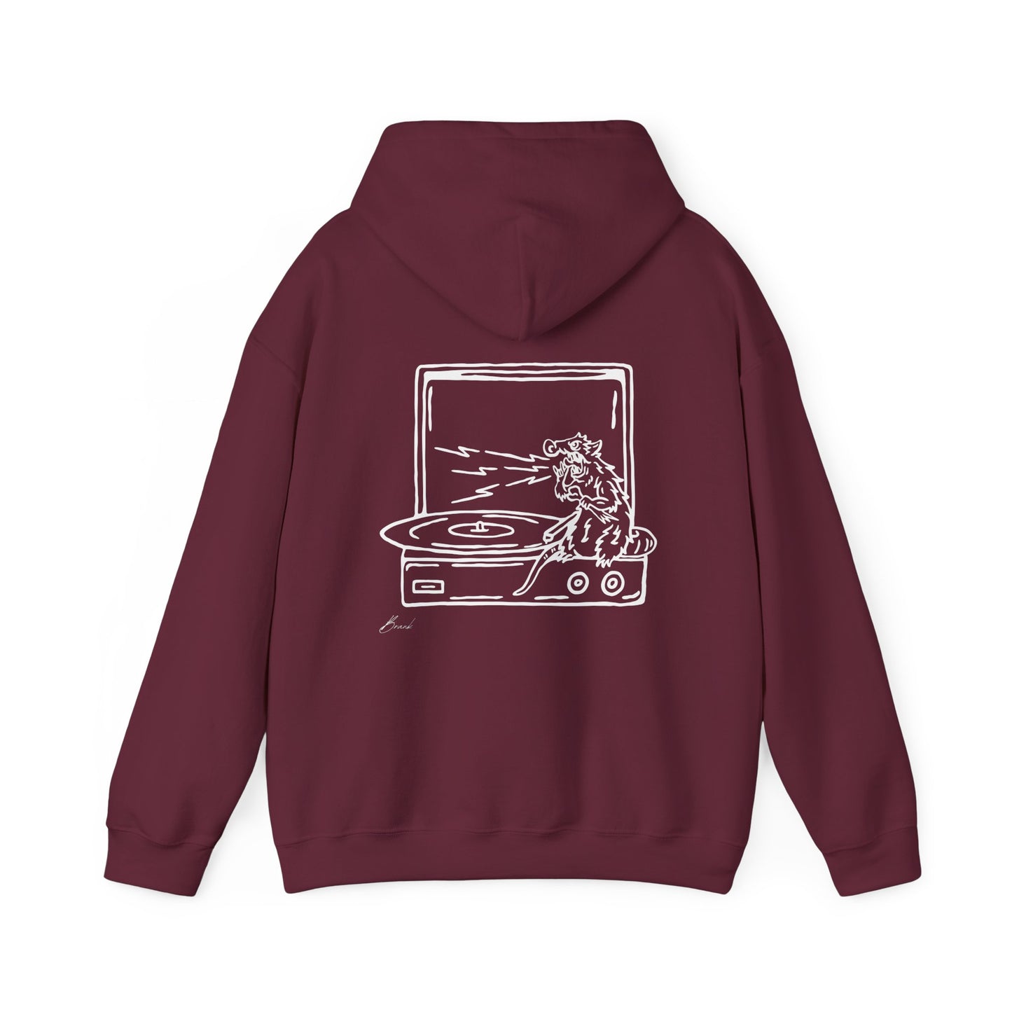 Record Player Premium Hoodie Rat Style (back image shown)